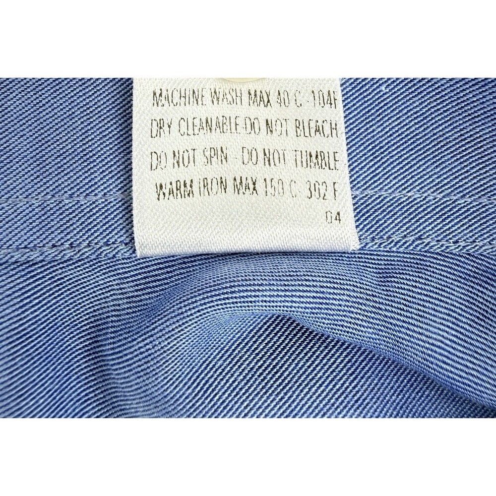 Ermenegildo Zegna Dress Shirt 42 16.5 Blue Cotton Italy Luxury Button Up - Picture 7 of 8